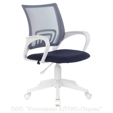 Кресло BRABIX Fly MG-396W, с подлокотниками, пластик белый, сетка, темно-серое, 532400