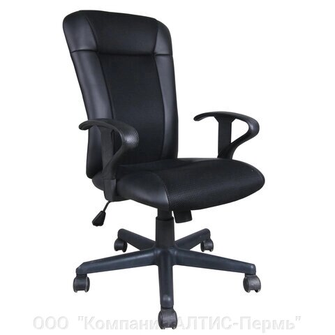 Кресло BRABIX Optima MG-370, с подлокотниками, экокожа/ткань, черное, 531580 от компании ООО  "Компания АЛТИС-Пермь" - фото 1
