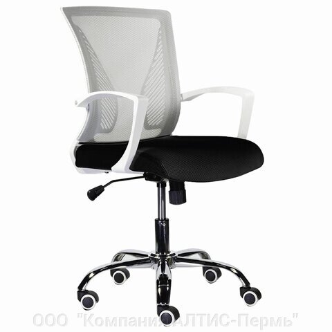 Кресло BRABIX Wings MG-306, пластик белый, хром, сетка, серое/черное, 532010 от компании ООО  "Компания АЛТИС-Пермь" - фото 1