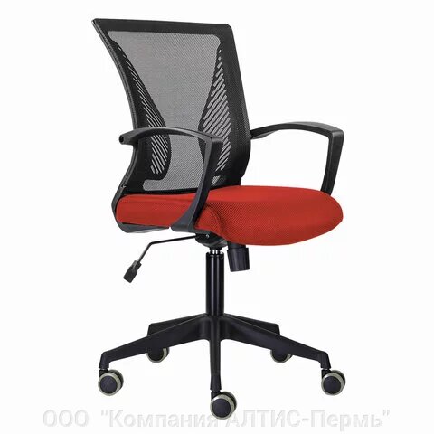 Кресло BRABIX Wings MG-309, пластик черный, сетка, черное/красное, 532014 от компании ООО  "Компания АЛТИС-Пермь" - фото 1