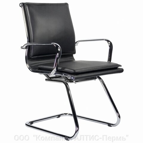 Кресло для приемных и переговорных BRABIX Kayman CF-102, экокожа, хром, черное, 532572
