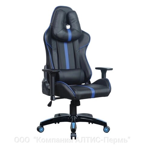 Кресло компьютерное BRABIX GT Carbon GM-120, две подушки, экокожа, черное/синее, 531930 от компании ООО  "Компания АЛТИС-Пермь" - фото 1