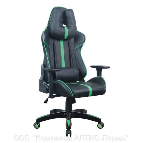 Кресло компьютерное BRABIX GT Carbon GM-120, две подушки, экокожа, черное/зеленое, 531929 от компании ООО  "Компания АЛТИС-Пермь" - фото 1