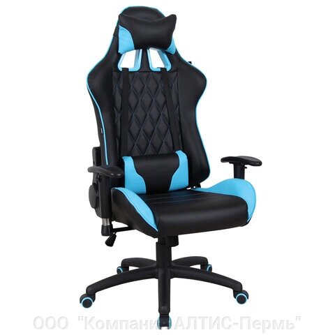 Кресло компьютерное BRABIX GT Master GM-110, две подушки, экокожа, черное/голубое, 531928 от компании ООО  "Компания АЛТИС-Пермь" - фото 1