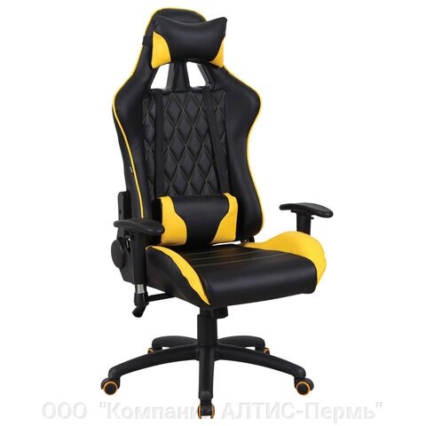 Кресло компьютерное BRABIX GT Master GM-110, две подушки, экокожа, черное/желтое, 531927 от компании ООО  "Компания АЛТИС-Пермь" - фото 1