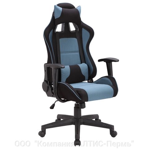 Кресло компьютерное BRABIX GT Racer GM-100, две подушки, ткань, черное/голубое, 531818 от компании ООО  "Компания АЛТИС-Пермь" - фото 1