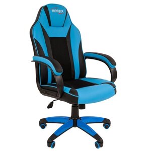 Кресло компьютерное BRABIX Tanto GM-171, TW/экокожа, черное/голубое, 532575