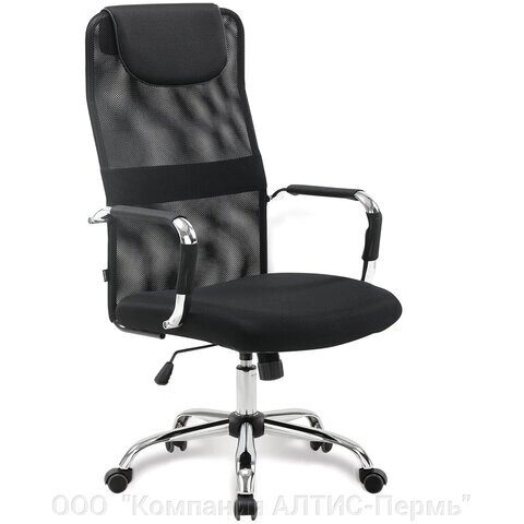 Кресло офисное BRABIX Fit EX-514, с подголовником, хром, черное, 531949 от компании ООО  "Компания АЛТИС-Пермь" - фото 1
