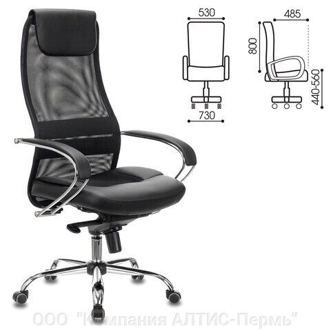Кресло офисное BRABIX PREMIUM Stalker EX-609 PRO, хром, мультиблок, ткань-сетка/экокожа, черное, 532416 от компании ООО  "Компания АЛТИС-Пермь" - фото 1