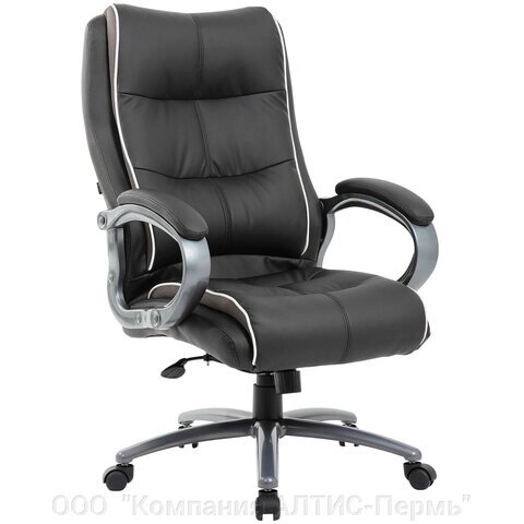 Кресло офисное BRABIX PREMIUM Strong HD-009, НАГРУЗКА до 200 кг, экокожа черная, ткань серая, 531945 от компании ООО  "Компания АЛТИС-Пермь" - фото 1