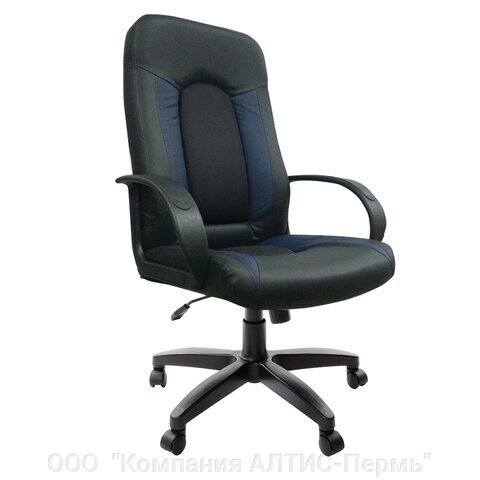 Кресло офисное BRABIX Strike EX-525, экокожа черная/синяя, ткань серая, TW, 531378 от компании ООО  "Компания АЛТИС-Пермь" - фото 1