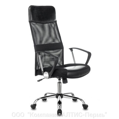 Кресло офисное CH-600SL, хром, ткань-сетка/кожзам, черное от компании ООО  "Компания АЛТИС-Пермь" - фото 1
