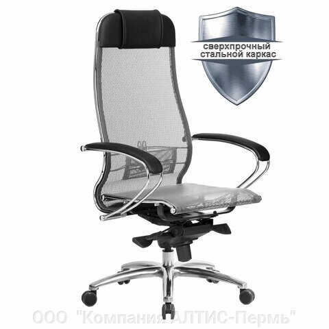 Кресло офисное МЕТТА SAMURAI S-1.04, сверхпрочная ткань-сетка, серое от компании ООО  "Компания АЛТИС-Пермь" - фото 1
