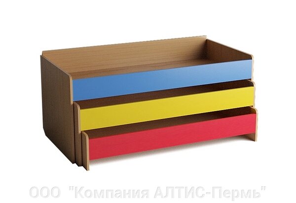Кровать детская 3-ярусная выкатная ( цветной фасад) настил фанера от компании ООО  "Компания АЛТИС-Пермь" - фото 1