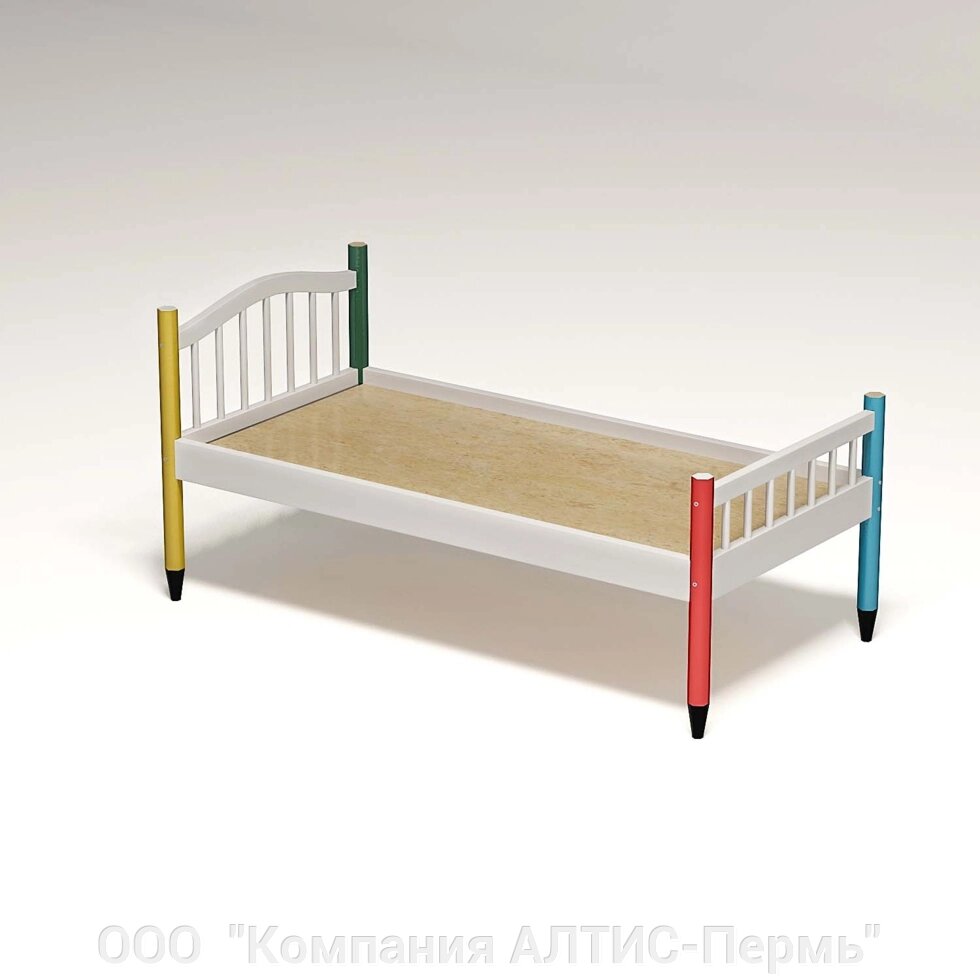 Кровать детская «Карандаш» (ЛДСП, массив, краска) настил ДВП от компании ООО  "Компания АЛТИС-Пермь" - фото 1