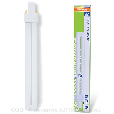 Лампа люминесцентная OSRAM DULUX S 11W/21-840, 11 Вт, U-образная, холодный белый свет, цоколь G23 от компании ООО  "Компания АЛТИС-Пермь" - фото 1