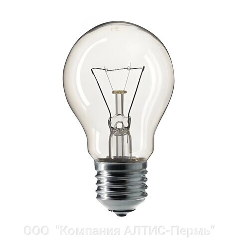 Лампа накаливания PHILIPS A55 CL E27, 60 Вт, грушевидная, прозрачная, колба d = 55 мм, цоколь E27, 354563 от компании ООО  "Компания АЛТИС-Пермь" - фото 1