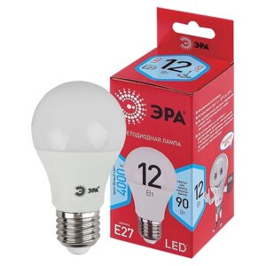 Лампа светодиодная ЭРА, 12 (90) Вт, цоколь Е27, груша, нейтральный белый, 25000 ч, LED A60-12W-4000-E27