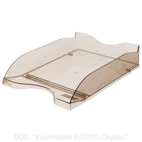 Лоток горизонтальный для бумаг Люкс, А4 (350х255х70 мм), тонированный коричневый, ЛТ67 от компании ООО  "Компания АЛТИС-Пермь" - фото 1
