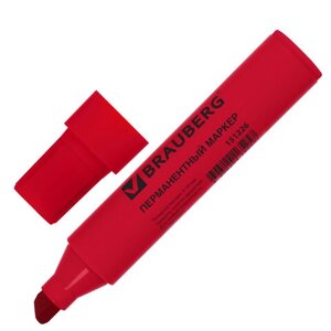 Маркер перманентный brauberg JUMBO, красный, широкая линия письма, скошенный наконечник, 3-10 мм, 151226