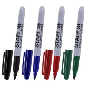 Маркеры перманентные STAFF everyday PM-233, набор 4 цвета, круглый наконечник 2,5 мм, 151237