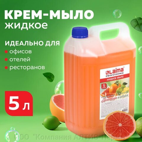 Мыло жидкое 5 л, лайма professional, грейпфрут и лайм, 601432