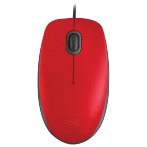 Мышь проводная LOGITECH M110, USB, 2 кнопки+1 колесо-кнопка, оптическая, красная, 910-005489