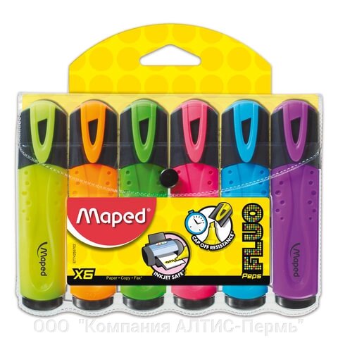 Набор текстовыделителей MAPED 6 шт., АССОРТИ, Fluo Pep's Classic, линия 1-5 мм, 742557 от компании ООО  "Компания АЛТИС-Пермь" - фото 1