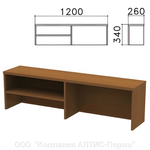 Надстройка для стола письменного Монолит, 1200х260х340 мм, 1 полка, цвет орех гварнери от компании ООО  "Компания АЛТИС-Пермь" - фото 1