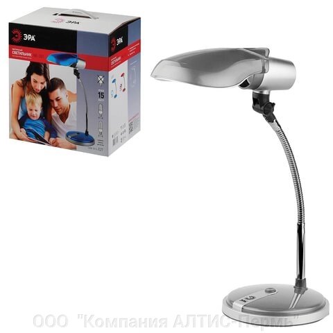 Настольная лампа светильник ЭРА NE-301 на подставке, цоколь Е27, серебро от компании ООО  "Компания АЛТИС-Пермь" - фото 1