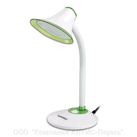 Настольная лампа-светильник SONNEN OU-608, на подставке, светодиодная, 5 Вт, белый/зеленый, 236670