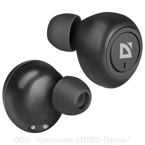 Наушники с микрофоном (гарнитура) DEFENDER TWINS 638, Bluetooth, беспроводные, черные от компании ООО  "Компания АЛТИС-Пермь" - фото 1