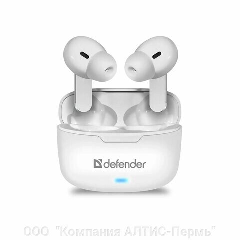 Наушники с микрофоном (гарнитура) DEFENDER TWINS 903, Bluetooth, беспроводные, белые от компании ООО  "Компания АЛТИС-Пермь" - фото 1
