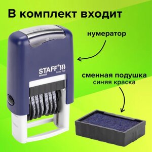 Нумератор 6-разрядный STAFF, оттиск 22х4 мм, Printer 7836, 237434