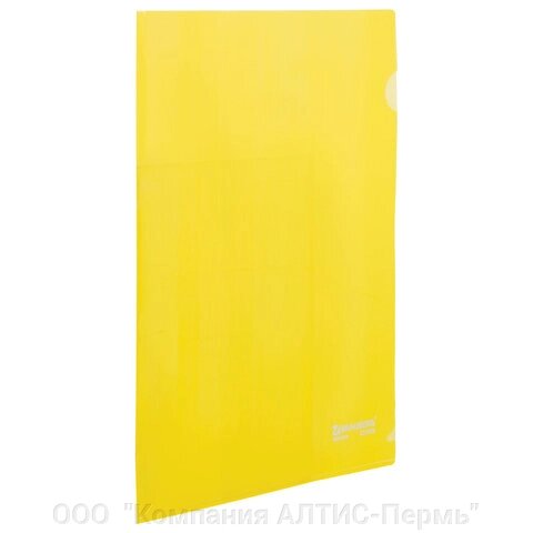 Папка-уголок жесткая BRAUBERG, желтая, 0,15 мм, 223968 от компании ООО  "Компания АЛТИС-Пермь" - фото 1