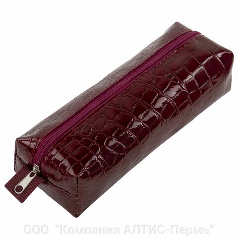 Пенал-косметичка BRAUBERG, крокодиловая кожа, 20х6х4 см, Ultra maroon, 270849 от компании ООО  "Компания АЛТИС-Пермь" - фото 1