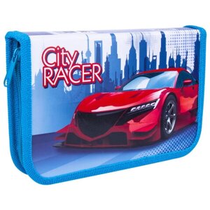 Пенал ПИФАГОР, 1 отделение, ламинированный картон, 19х11 см, CITY RACER, 229146