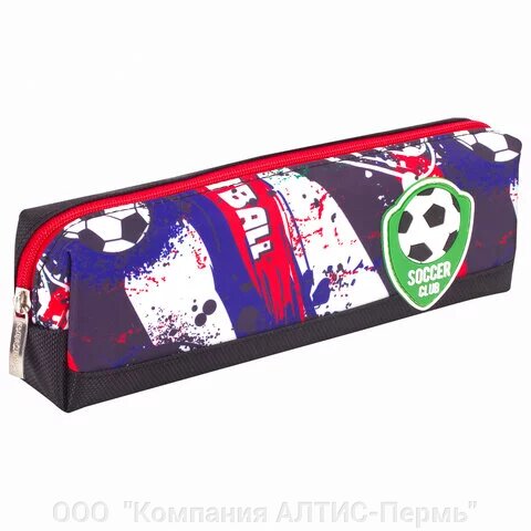 Пенал ЮНЛАНДИЯ, 1 отделение, полиэстер, Football, черный, 19х4х6 см, 270269 от компании ООО  "Компания АЛТИС-Пермь" - фото 1