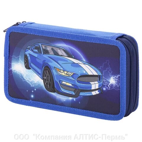 Пенал ЮНЛАНДИЯ, 2 отделения, полиэстер, 19x11 см, Fast car, 270369 от компании ООО  "Компания АЛТИС-Пермь" - фото 1