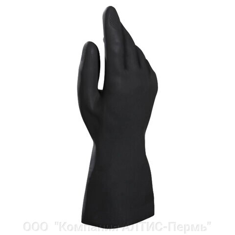 Перчатки латексные MAPA Alto Plus 260, хлопчатобумажное напыление, размер 7 (S), черные от компании ООО  "Компания АЛТИС-Пермь" - фото 1