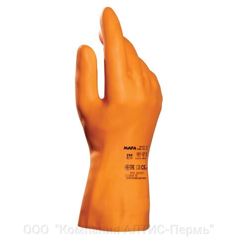 Перчатки латексные MAPA Industrial/Alto 299, хлопчатобумажное напыление, размер 10 (XL), оранжевые от компании ООО  "Компания АЛТИС-Пермь" - фото 1