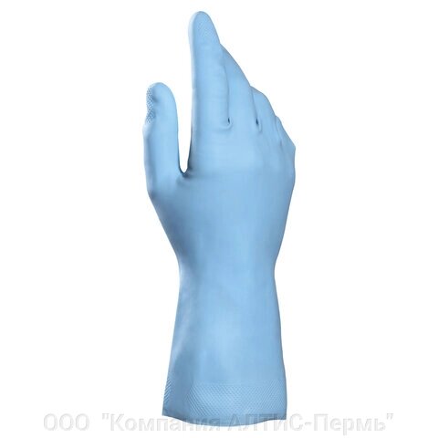 Перчатки латексные MAPA Vital Eco 117, хлопчатобумажное напыление, размер 8 (M), синие от компании ООО  "Компания АЛТИС-Пермь" - фото 1