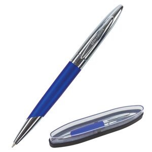 Ручка подарочная шариковая BRAUBERG Echo, СИНЯЯ, корпус серебристый с синим, линия письма 0,5 мм, 143460