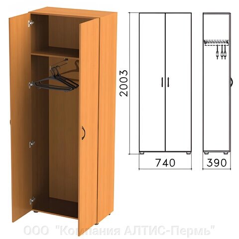 Шкаф для одежды Фея, 740х390х2000 мм, цвет орех милан, ШФ17.5 - Россия