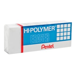 Ластик PENTEL HI-POLYMER ERASER, 35х16х11,5 мм, белый, прямоугольный, картонный держатель, ZEH-03