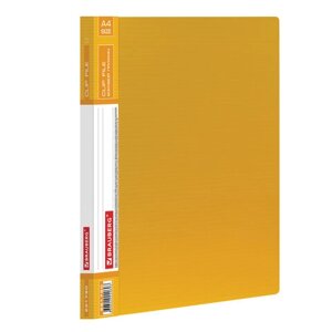 Папка с боковым металлическим прижимом и внутренним карманом BRAUBERG Contract, желтая, до 100 л., 0,7 мм,