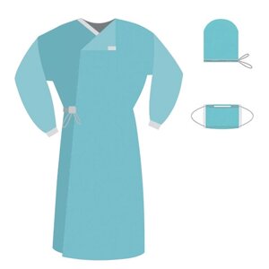 Комплект одноразовой одежды для хирурга КХ-04 стерильный 3 предмета, ГЕКСА