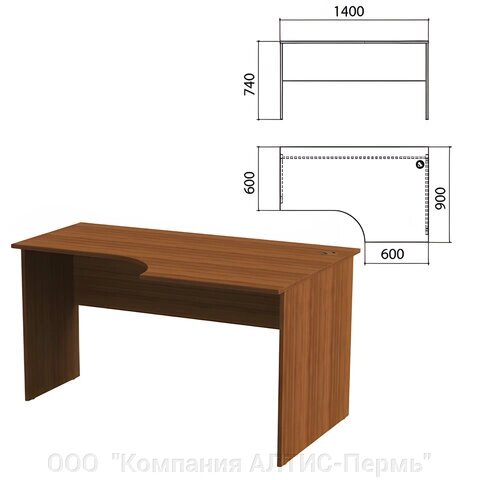 Стол письменный эргономичный Эко, 1400х900х740 мм, правый, орех - особенности