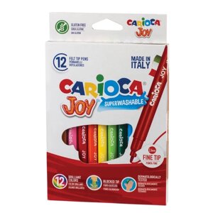 Фломастеры CARIOCA Joy, 12 цветов, суперсмываемые, вентилируемый колпачок, картонная коробка, 40614