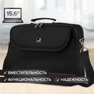 Сумка-портфель BRAUBERG с отделением для ноутбука 15,6, Profi, откидная крышка, черная, 40х30х7 см, 240441